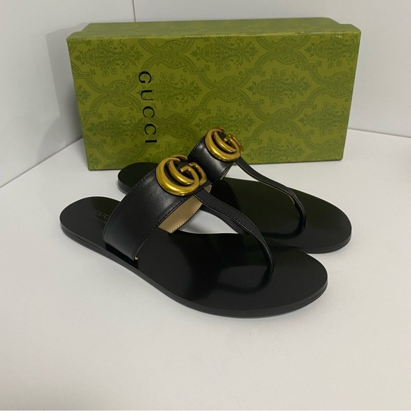 Gucci Black and Gold Sandals - Picture 1 of 10